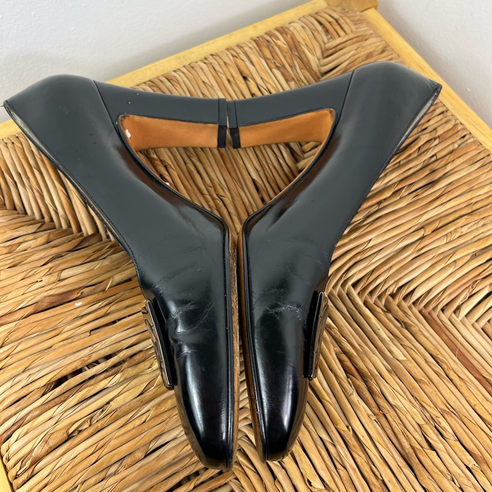 Vintage Salvatore Ferragamo Iconic Logo Heels Sz 7 1/2 - Picture 11 of 13